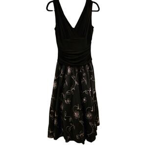 Vtg Y2K Womens Floral Embroider Black Organza Party Dress 12 S.L. Fashions Hoco